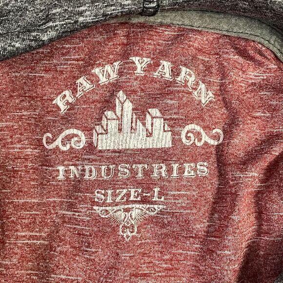 RAW YARN INDUSTRIES Mens Long Sleeve Soft Polyester Pullover Hoodie Shirt Size L - Picture 10 of 12